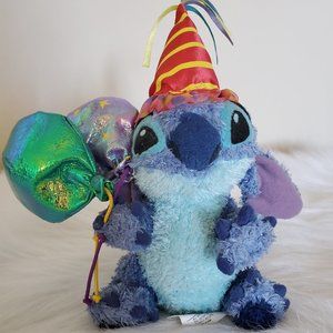 Disney Celebration Miniature Stitch with Colorful Balloons and Hat